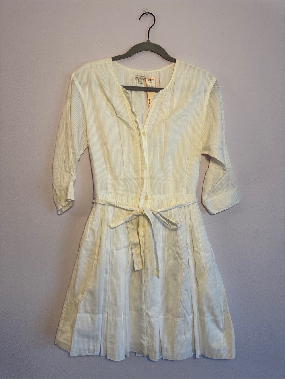 GAP White Button-Front Tie-Waist Midi Dress